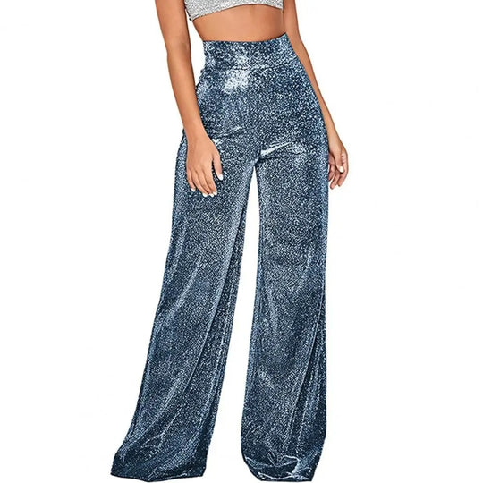 Pantalon taille haute à jambes larges pour femmes