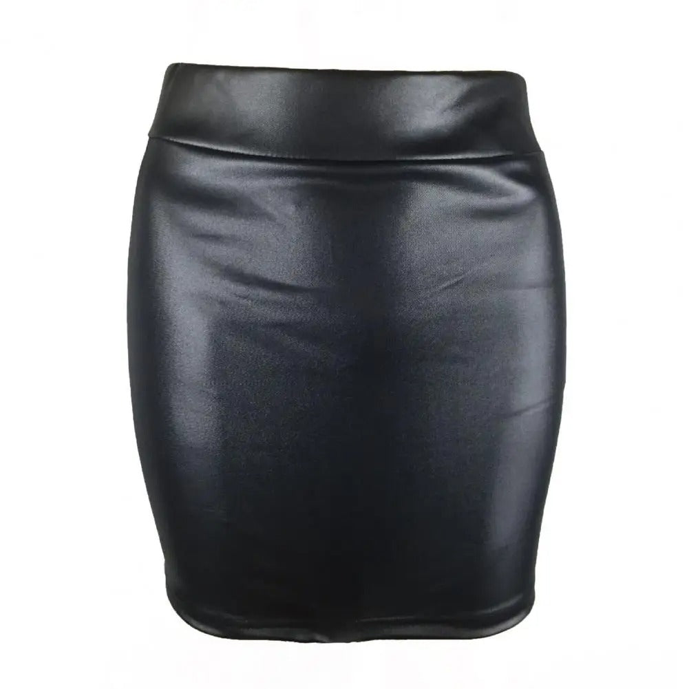 Jupe taille haute en cuir mat pour femme