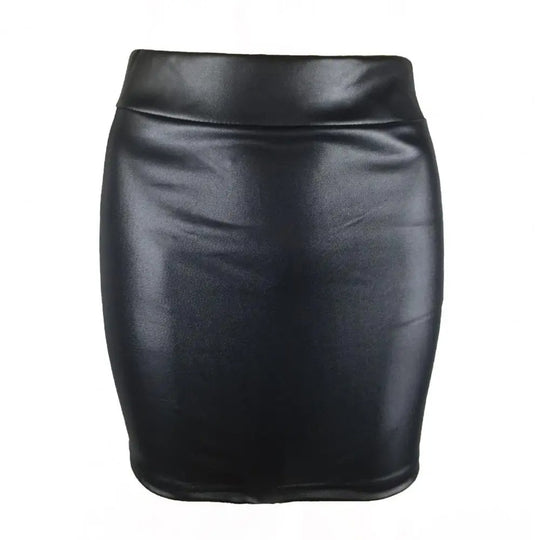 Jupe taille haute en cuir mat pour femme