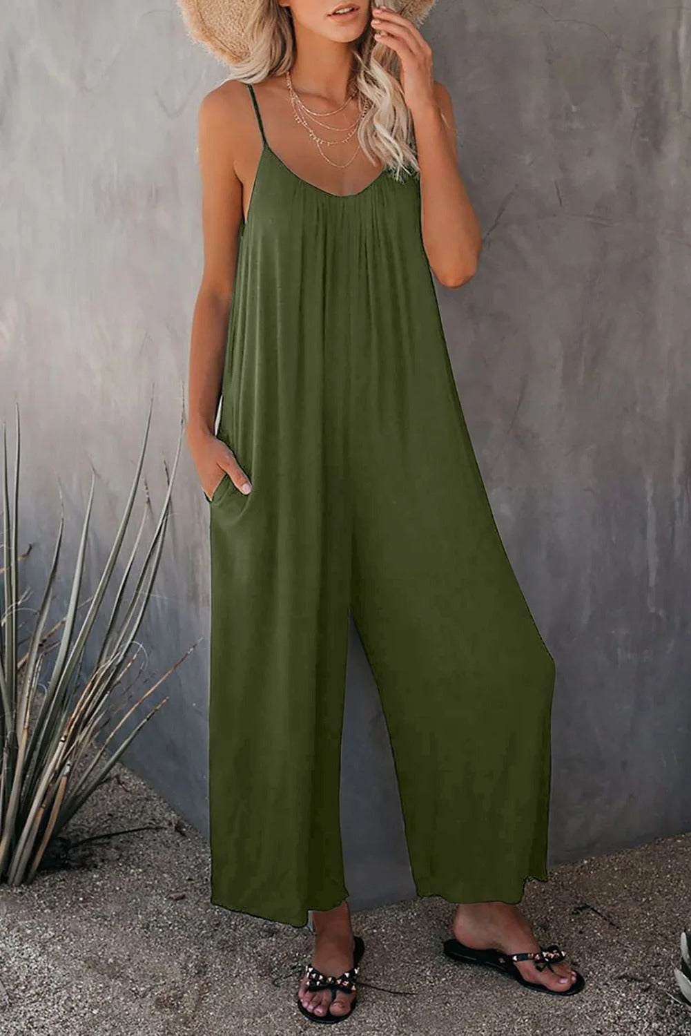 Combinaison ample à col en V pour femme