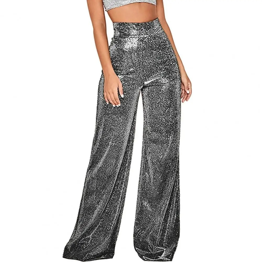 Pantalon taille haute à jambes larges pour femmes
