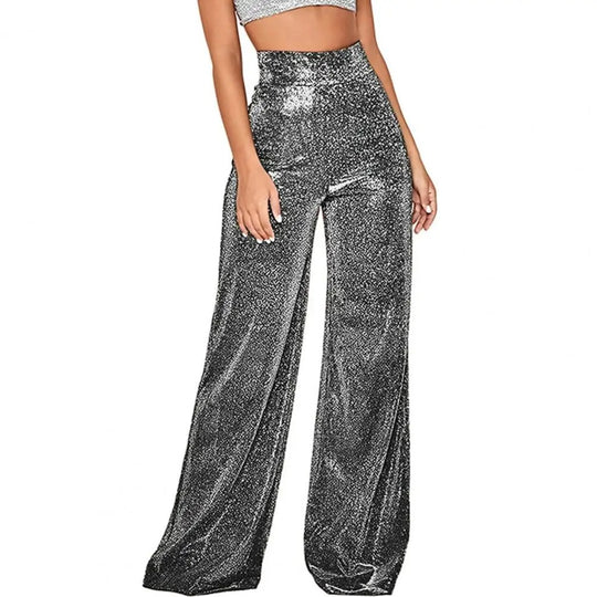 Pantalon taille haute à jambes larges pour femmes