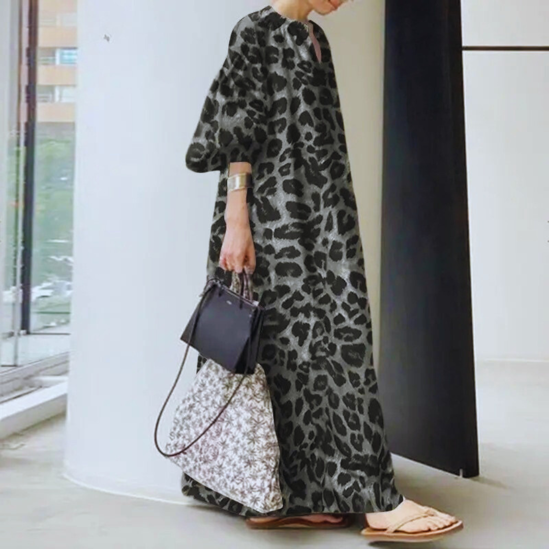 Robe longue à imprimé léopard pour femmes