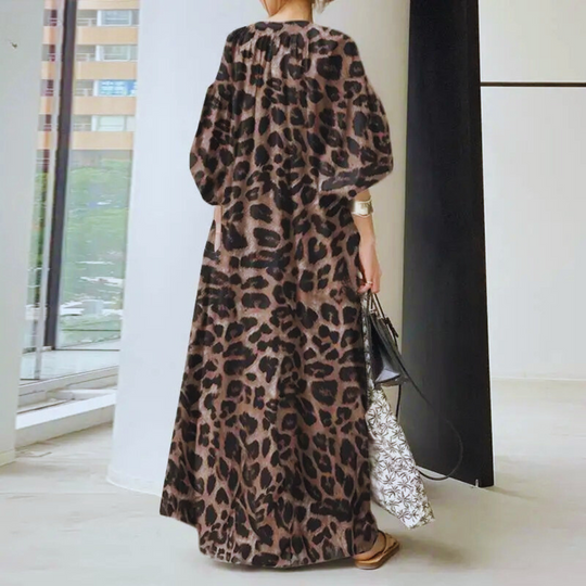 Robe longue à imprimé léopard pour femmes