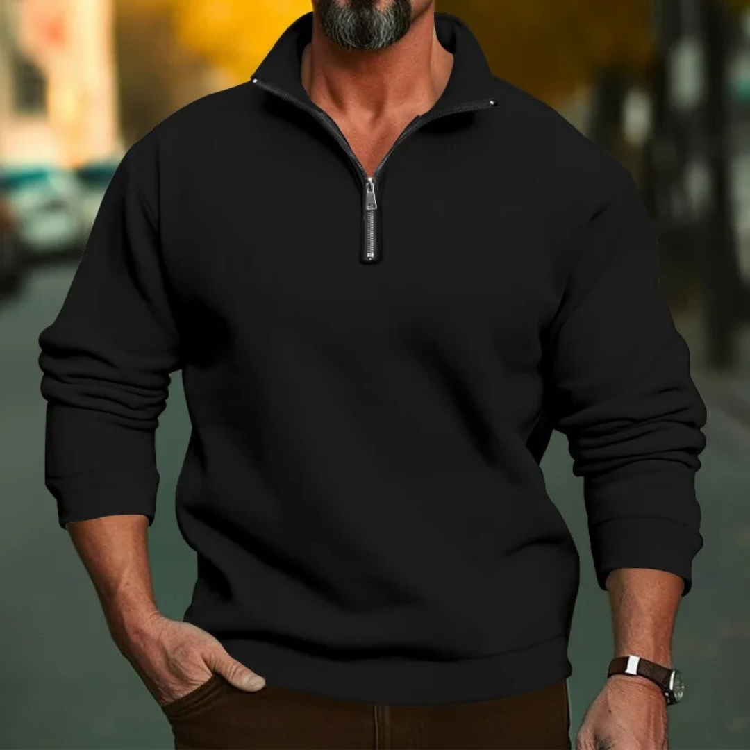 Sweatshirt semi-zippé à col montant pour hommes
