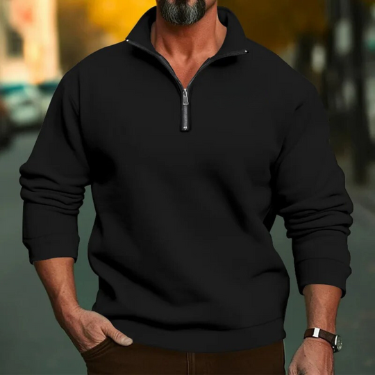 Sweatshirt semi-zippé à col montant pour hommes