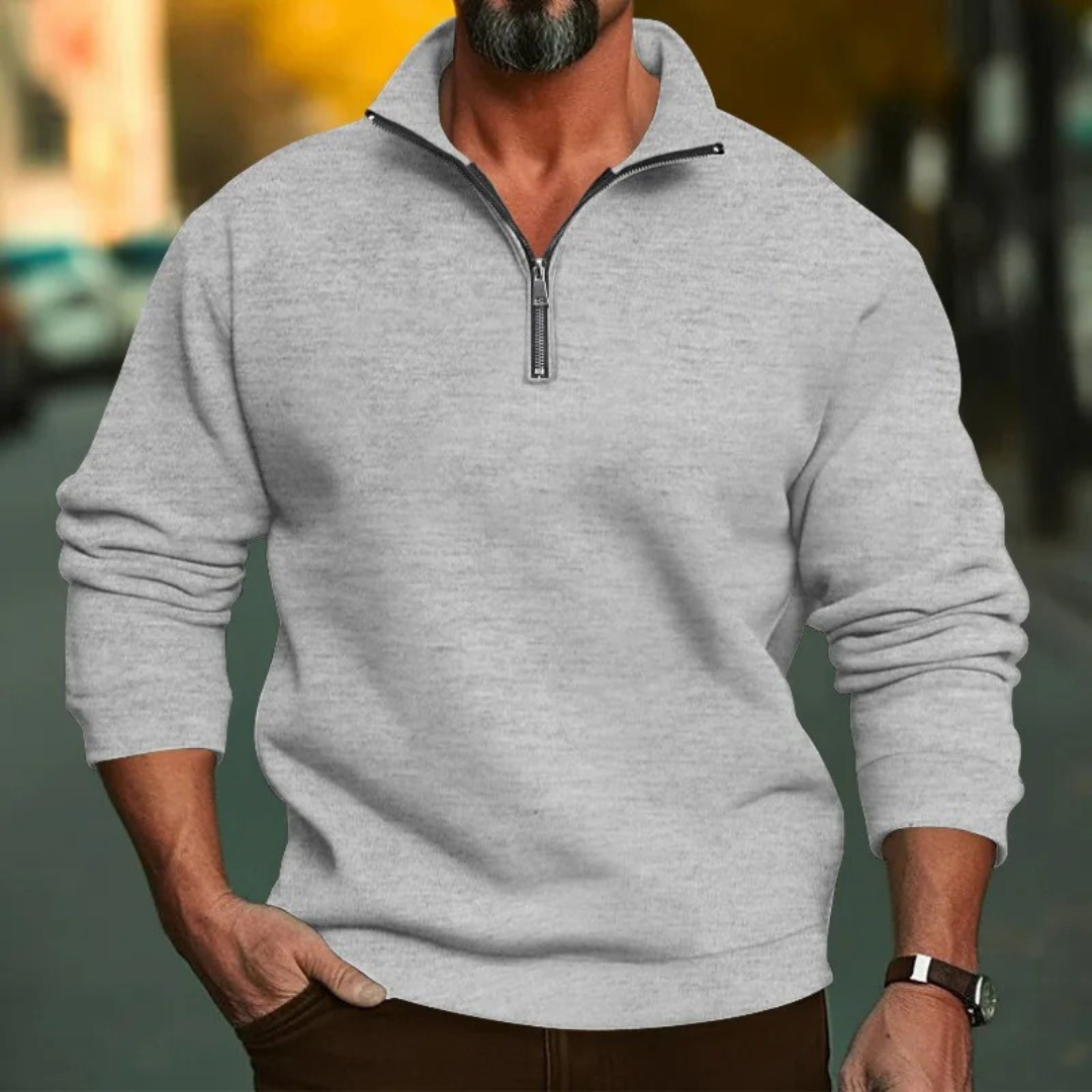 Sweatshirt semi-zippé à col montant pour hommes