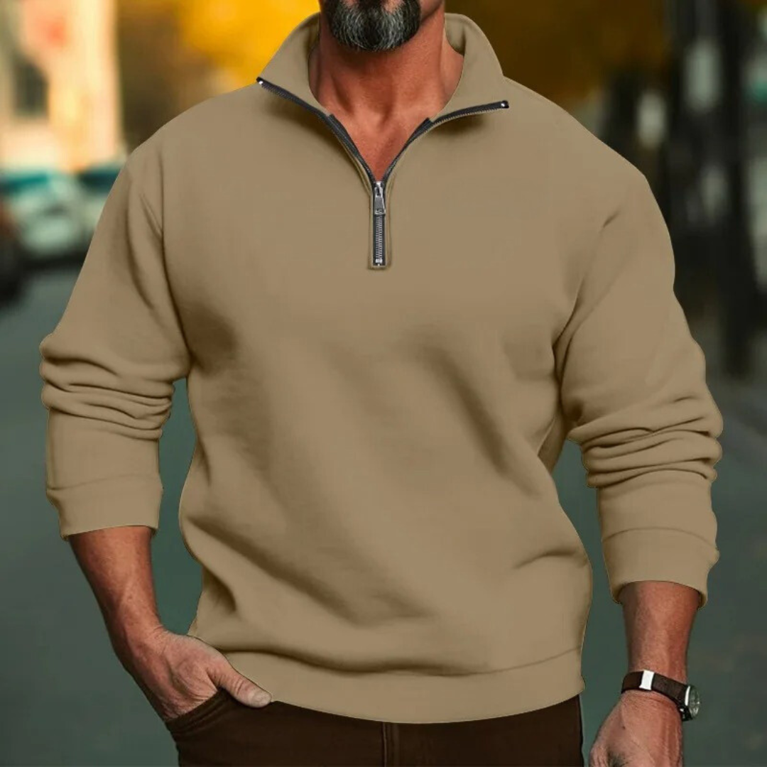 Sweatshirt semi-zippé à col montant pour hommes