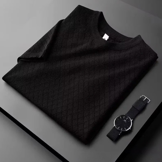T-shirt à col en V en soie glacée pour homme