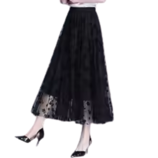 Jupe en maille fleurie pour femme