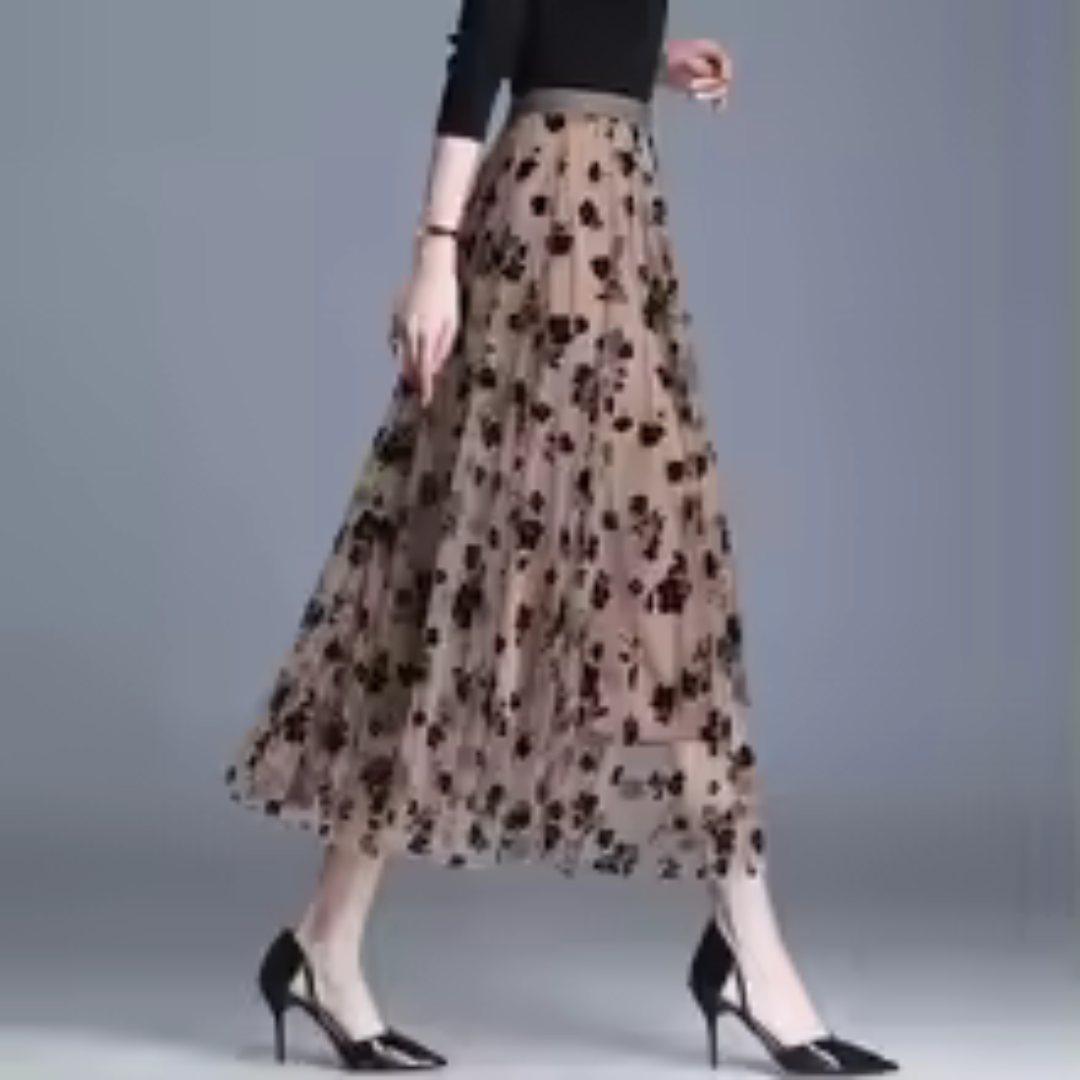Jupe en maille fleurie pour femme