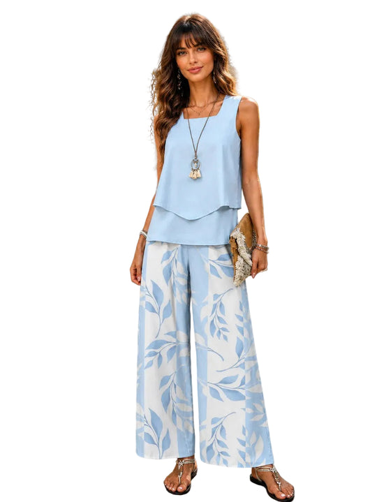 Ensemble Femme 2 Pièces Chic Pantalon Large Été