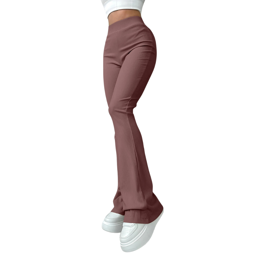 Pantalon côtelé taille haute pour femme