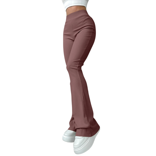 Pantalon côtelé taille haute pour femme