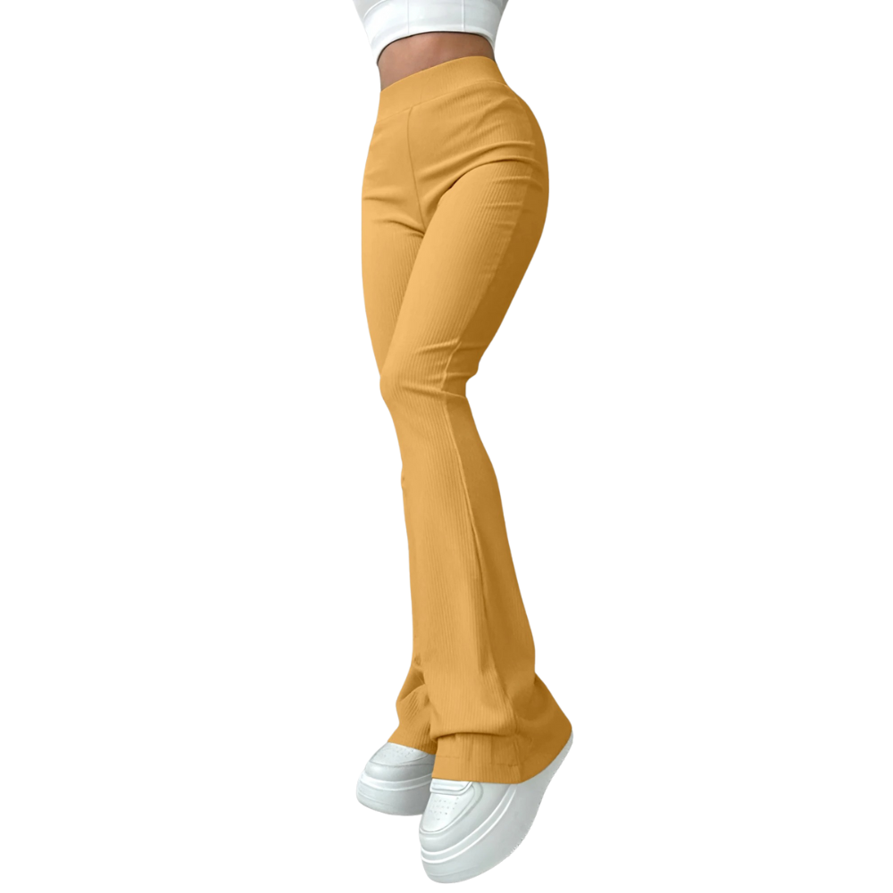 Pantalon côtelé taille haute pour femme