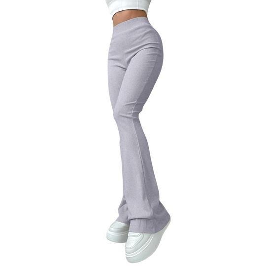 Pantalon côtelé taille haute pour femme