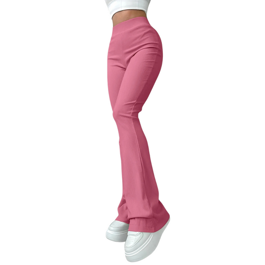 Pantalon côtelé taille haute pour femme