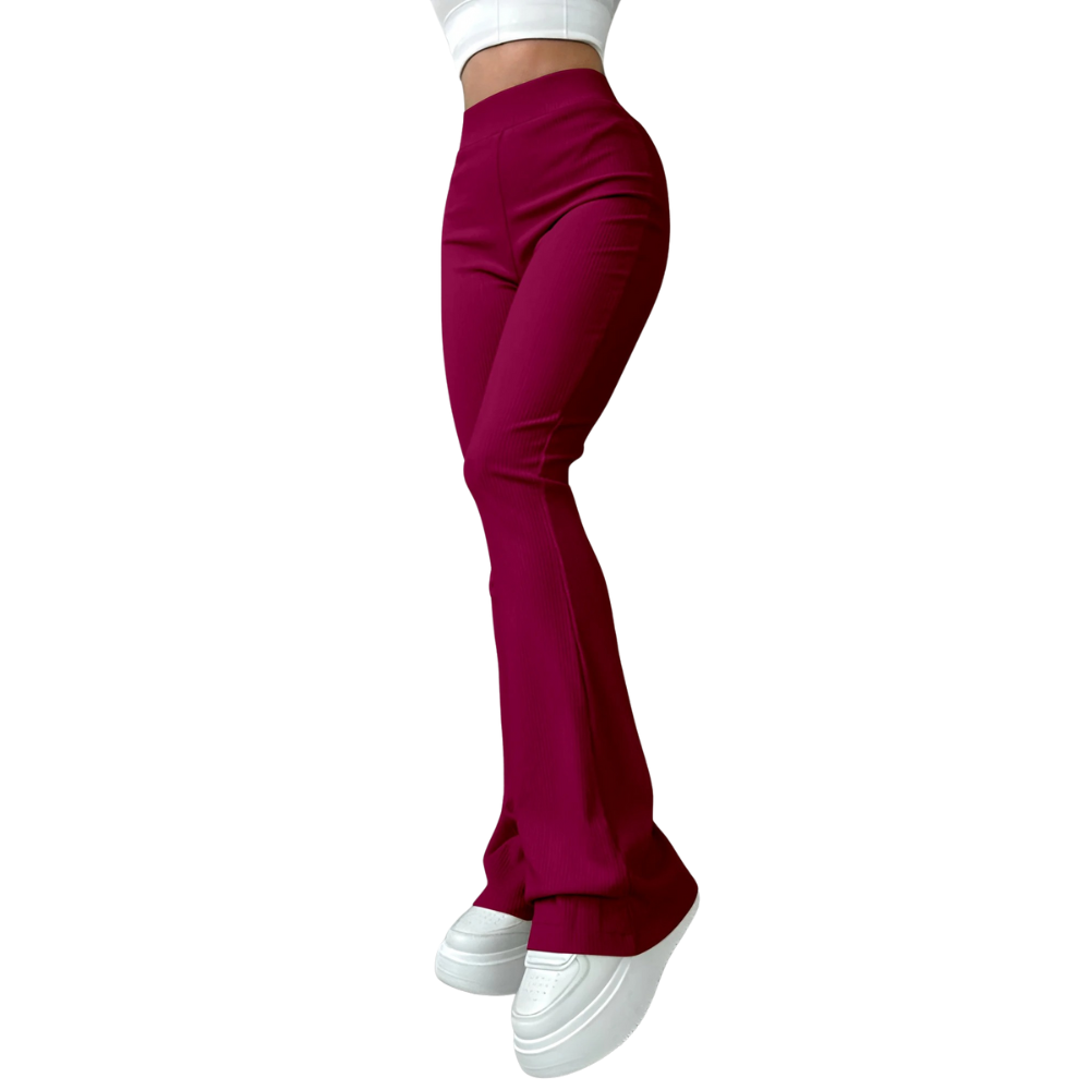 Pantalon côtelé taille haute pour femme