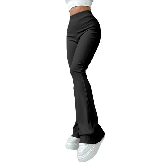Pantalon côtelé taille haute pour femme