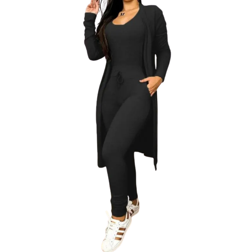 Ensemble combinaison et manteau avec poche à cordon