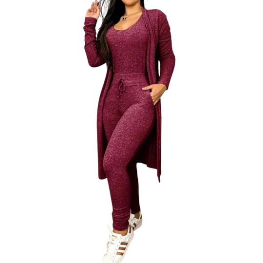 Ensemble combinaison et manteau avec poche à cordon