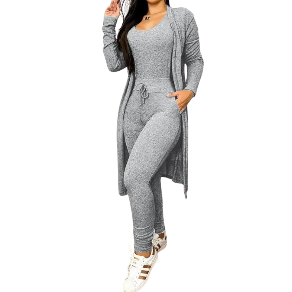 Ensemble combinaison et manteau avec poche à cordon
