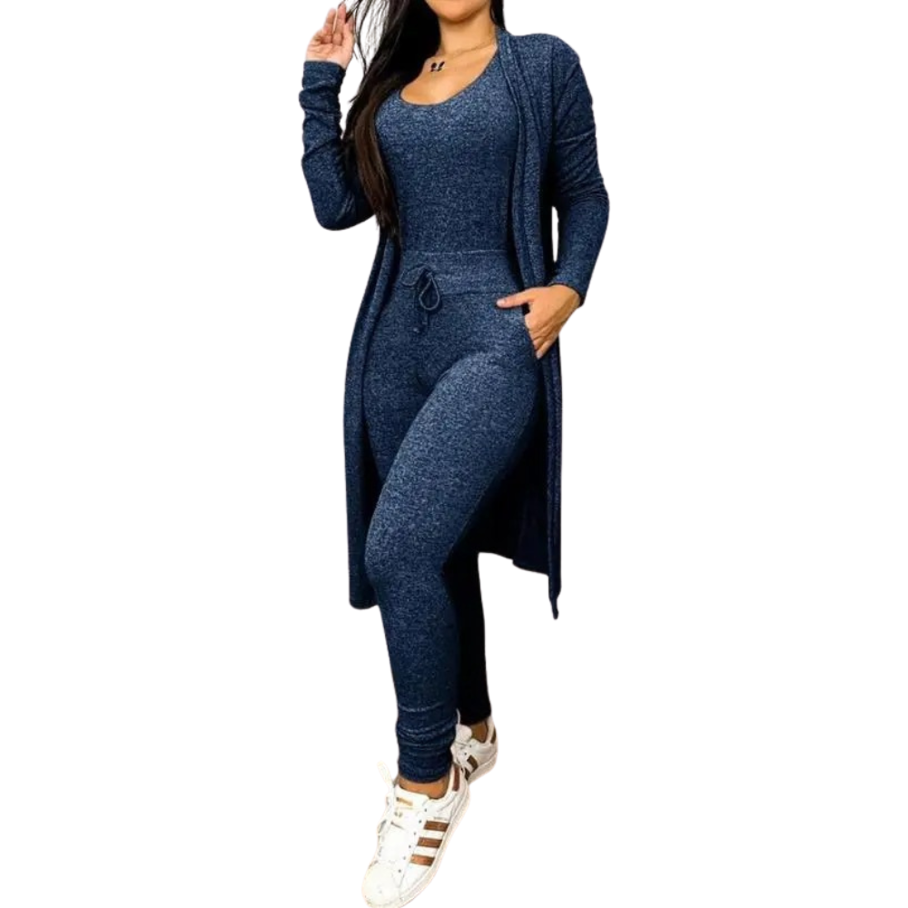 Ensemble combinaison et manteau avec poche à cordon