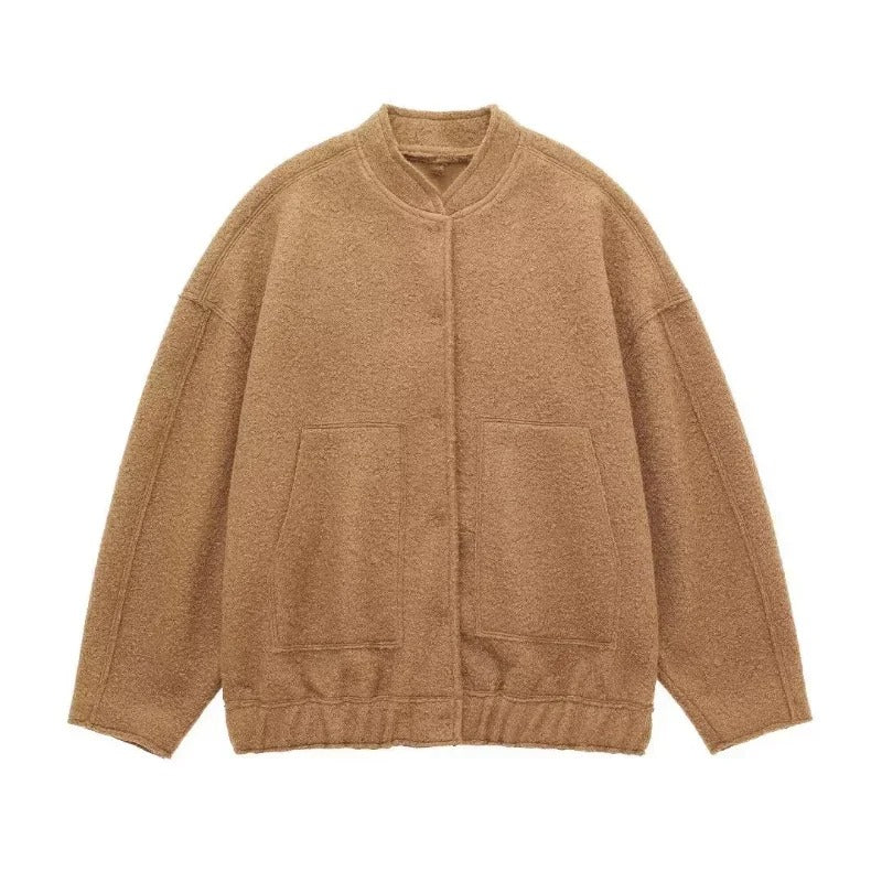 Blouson aviateur oversize en tweed pour femme