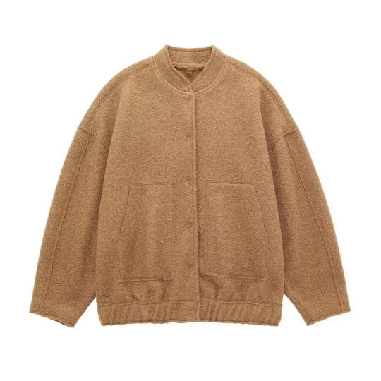 Blouson aviateur oversize en tweed pour femme