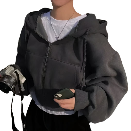 Sweat à capuche court surdimensionné pour femmes