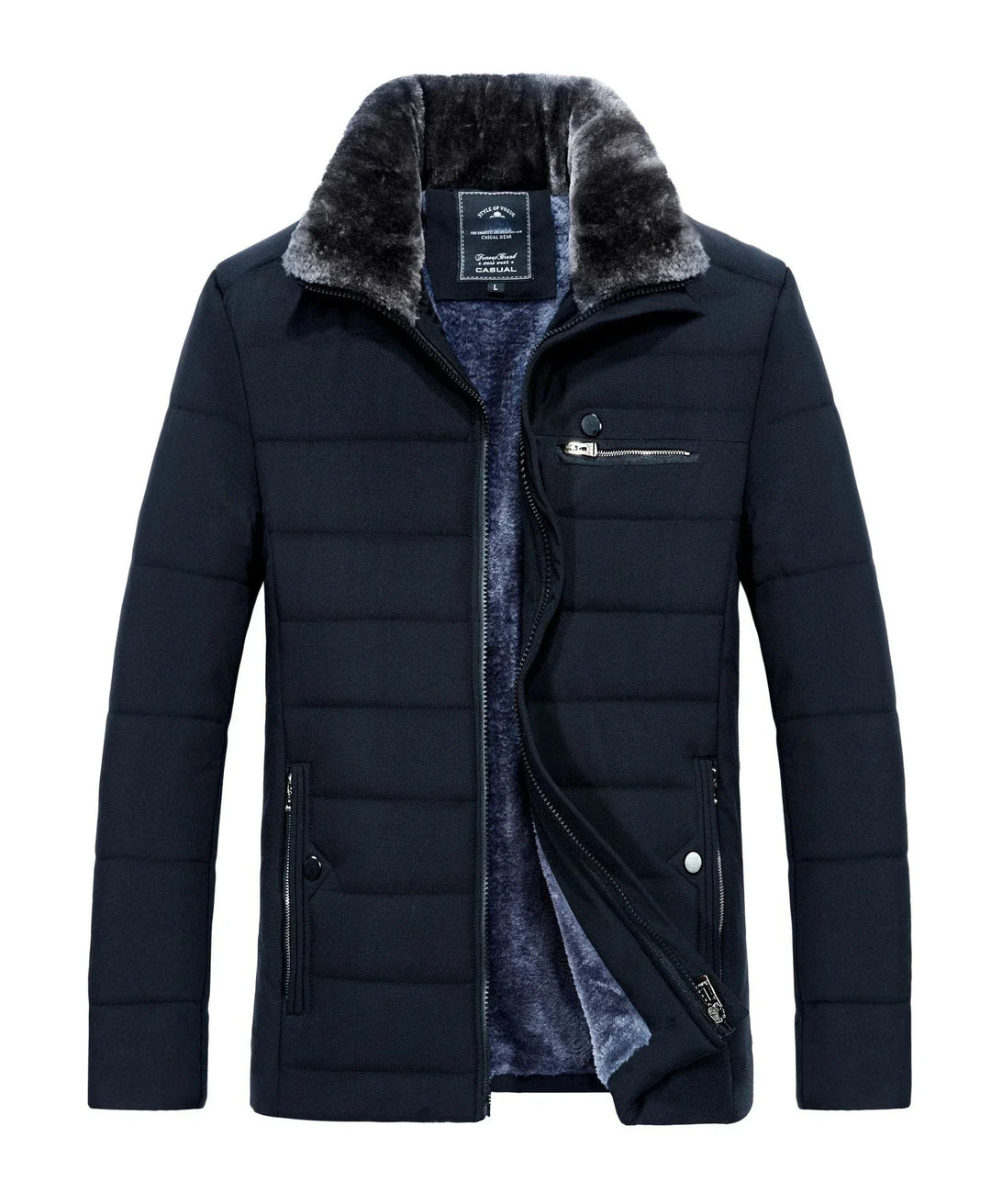 Veste coupe-vent à col en fourrure pour hommes
