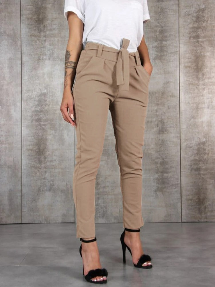 Pantalon slim en mousseline de soie pour femmes