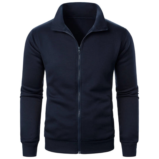 Veste zippée décontractée à col montant pour hommes