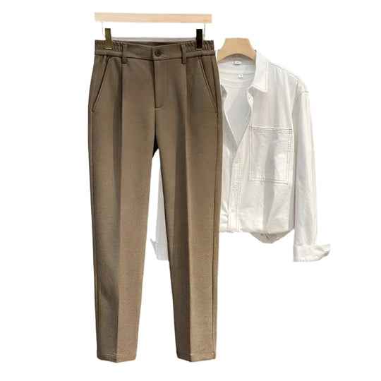 Pantalon de costume en laine mélangée pour homme