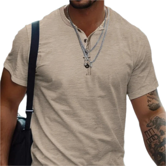 T-shirt uni sans col pour homme