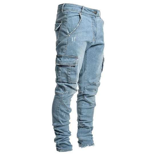 Jeans multi-poches élastiques pour hommes