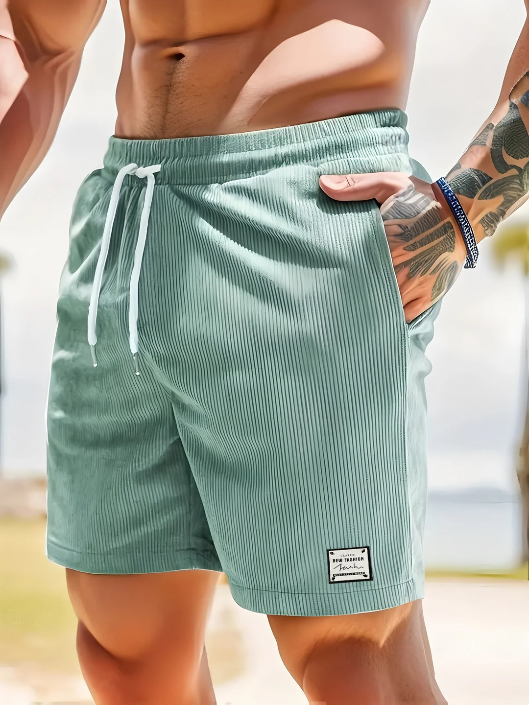 Short décontracté à taille élastique pour homme
