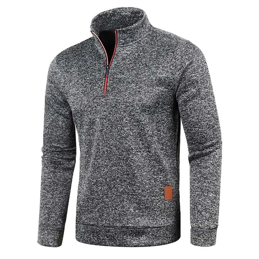 Sweatshirt à col roulé et demi-fermeture à glissière pour hommes