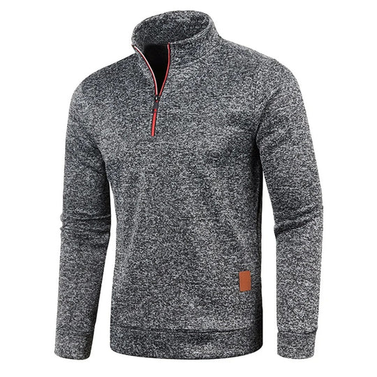 Sweatshirt à col roulé et demi-fermeture à glissière pour hommes