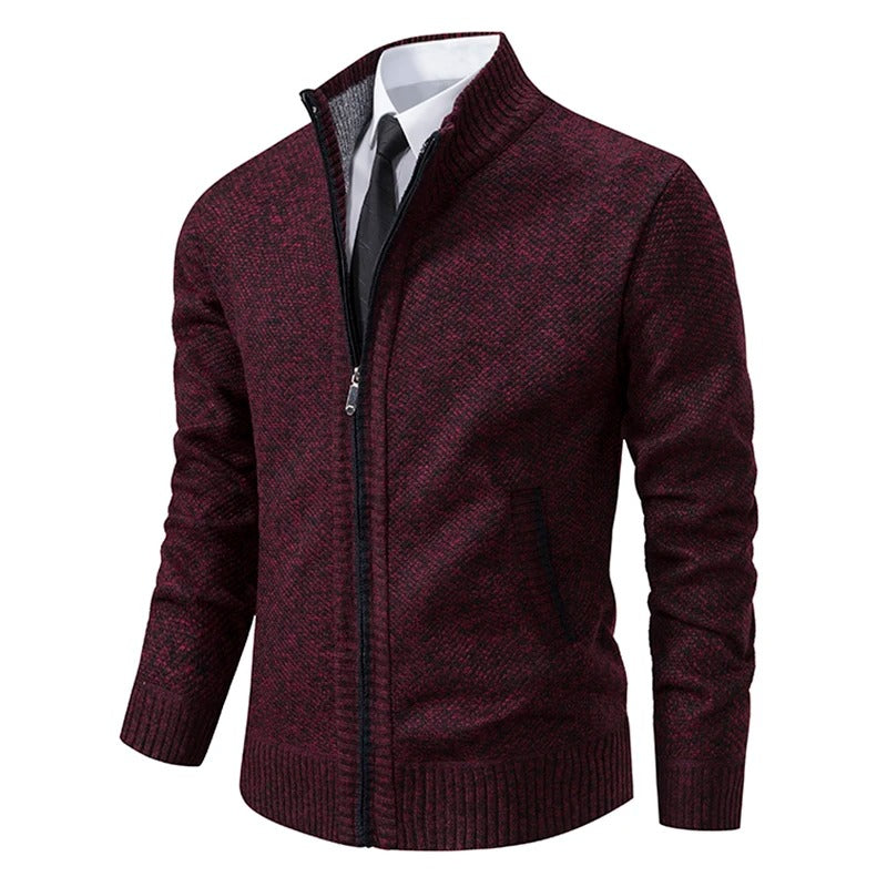 Cardigan à fermeture éclair en polaire pour hommes
