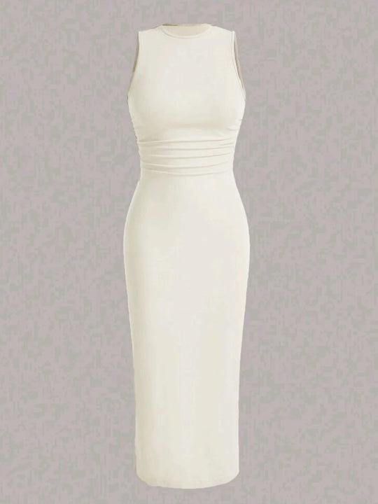 Robe gilet à taille froissée pour femmes