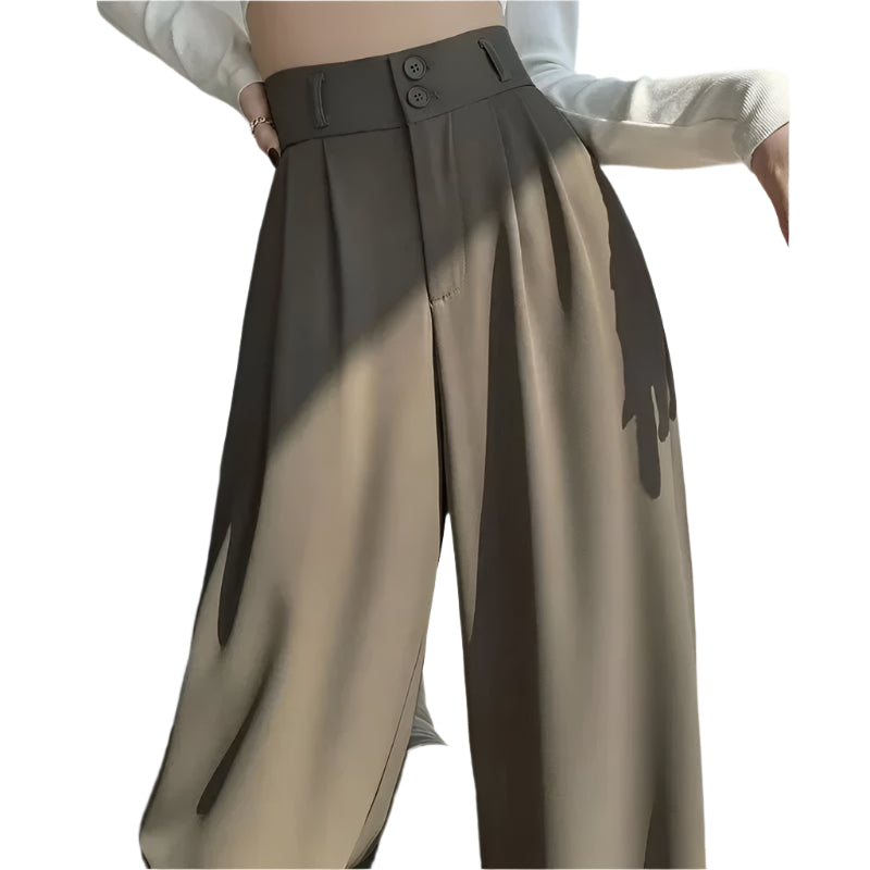Pantalon ample taille haute style coréen pour femme