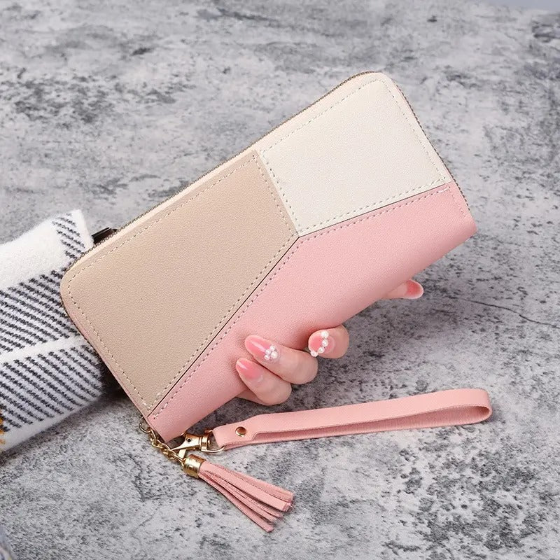 Portefeuille long pour femme en cuir PU