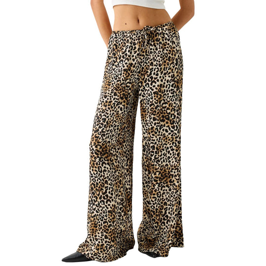 Pantalon large vintage imprimé léopard