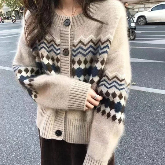 Cardigan à manches longues en maille boutonnée