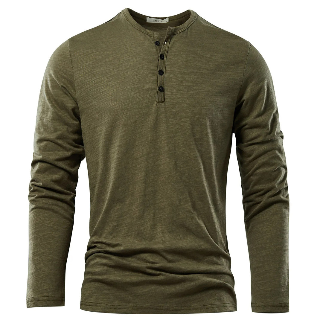 T-shirt à manches longues et col Henley pour hommes