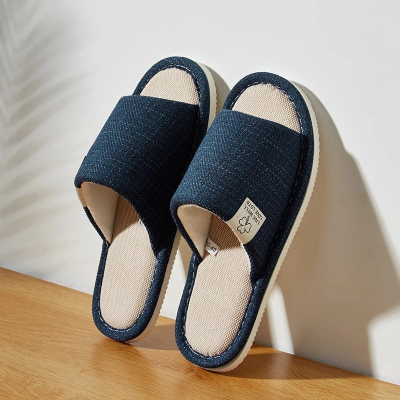 Chaussons d'intérieur en lin pour homme