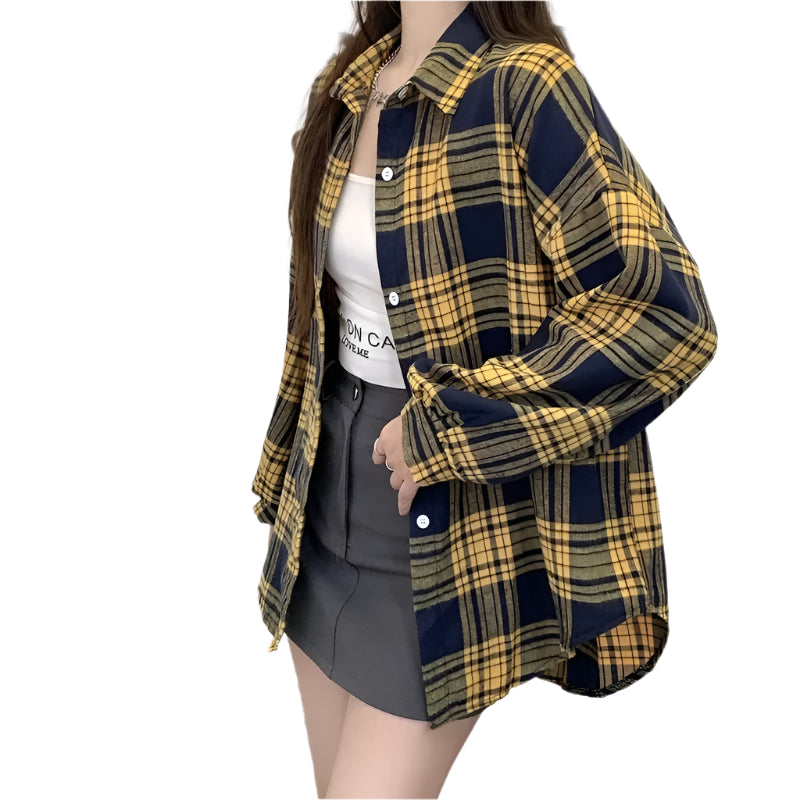 Chemise surdimensionnée à carreaux pour femmes