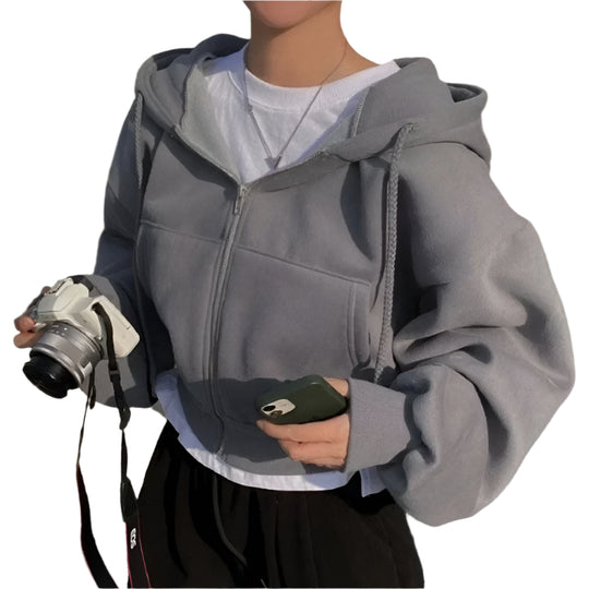 Sweat à capuche court surdimensionné pour femmes
