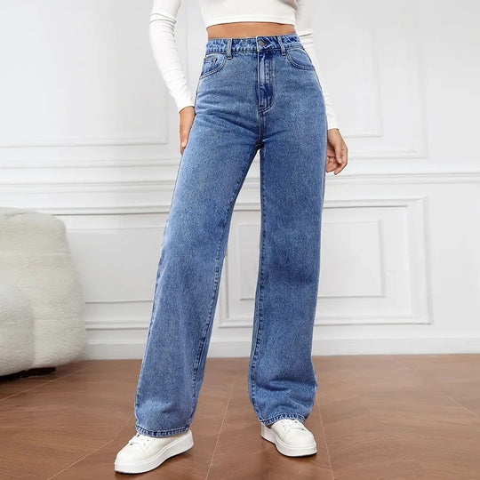 Jeans en denim à jambe large pour femmes